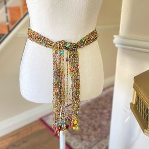 vintage multi strands necklace or belt small beads